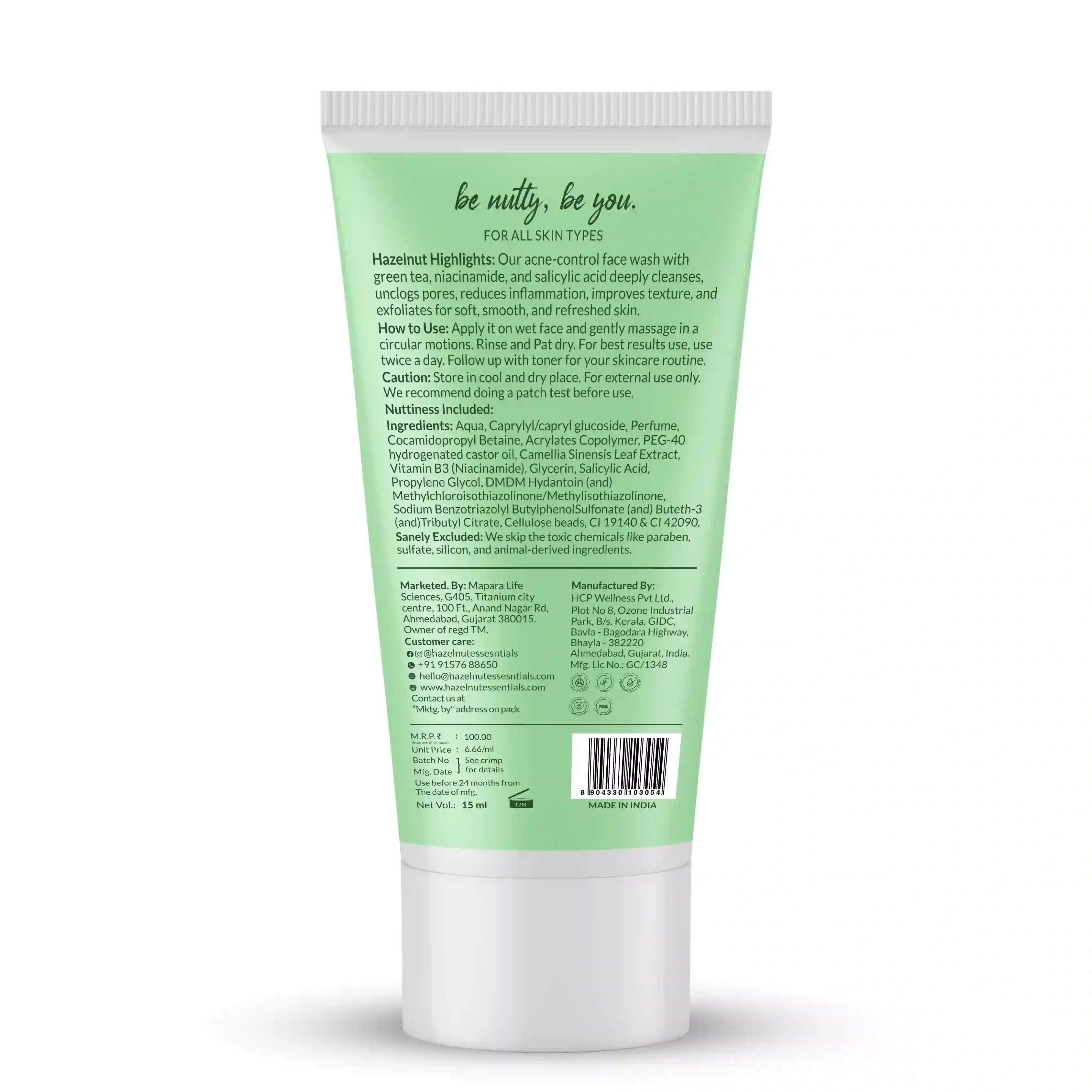 Green tea face wash mini 15 ml | Acne Control