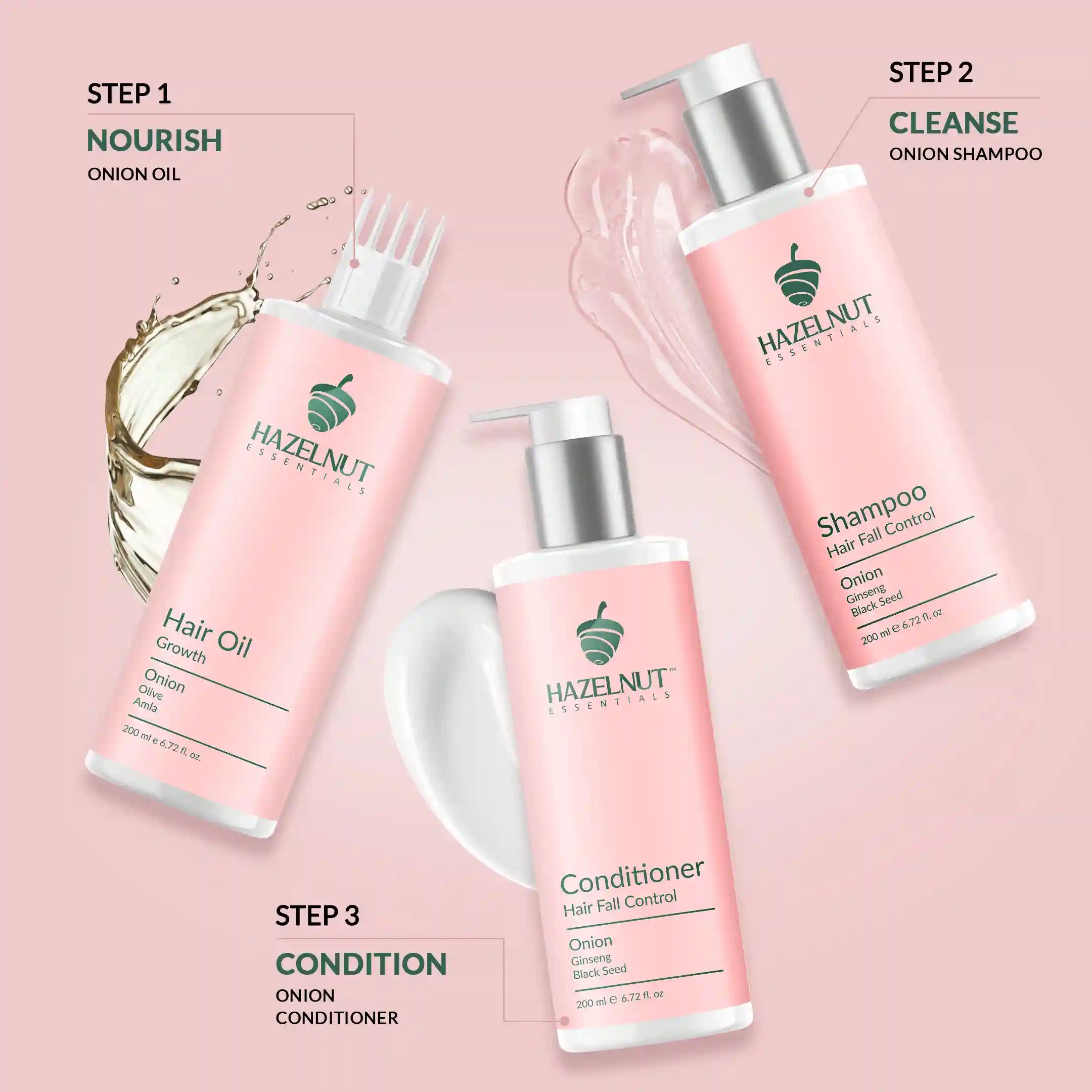 Onion Hair fall control range | Shampoo, Conditioner & Hair Oil